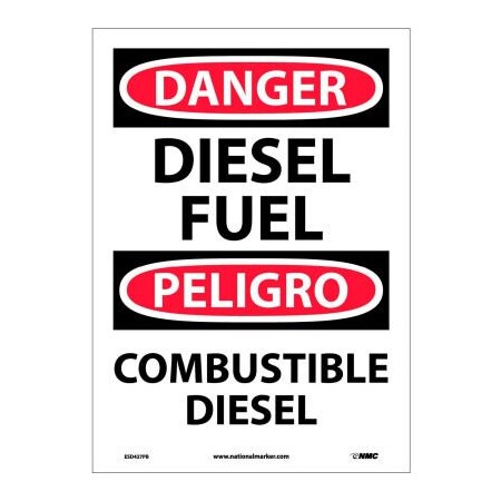 National Marker Co Bilingual Vinyl Sign - Danger Diesel Fuel ESD427PB